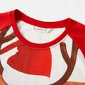 Christmas Mommy and Me Deer Print Red Raglan-sleeve Sweatshirts ColorBlock image 3