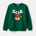 Christmas Deer Embroidered Long-sleeve Family Matching Sweatshirts Green image 2