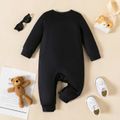 Baby Boy Bear Print Black Long-sleeve Jumpsuit Black-2 image 2