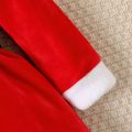 Christmas 3pcs Baby Girl Red Fleece Square Neck Long-sleeve Belted Dress and Fuzzy Scarf & Hat Set Red image 5