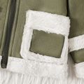 Baby Boy/Girl Thermal Suede Spliced Fuzzy Hooded Long-sleeve Zipper Jacket Dark Green image 5