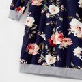 Mommy and Me Allover Floral Print Long-sleeve Drawstring Hoodie Dresses Tibetanblue image 4