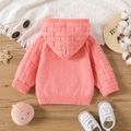Baby Girl Graphic Embroidered Pink Knitted Hooded Long-sleeve Pullover Pink image 2