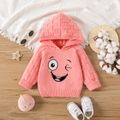 Baby Girl Graphic Embroidered Pink Knitted Hooded Long-sleeve Pullover Pink image 1