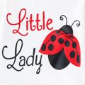 2pcs Baby Girl Letter & Ladybug Print Long-sleeve Tee and Tank Jumpsuit Set REDWHITE image 3