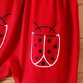 2pcs Baby Girl Letter & Ladybug Print Long-sleeve Tee and Tank Jumpsuit Set REDWHITE image 5