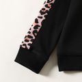 2pcs Toddler Girl/Boy Letter Leopard Print Hoodie Sweatshirt and Elasticized Pants Set Black image 5