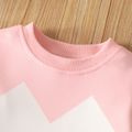 2pcs Toddler Girl Trendy Colorblock Sweatshirt and Elasticized Pants Set Pink image 5