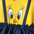 Looney Tunes Toddlre Girl Faux-two Denim Splice Long-sleeve Cotton Dress ColorBlock image 2