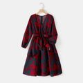Mommy and Me Allover Floral Print Surplice Neck Belted Ruffle Trim Long-sleeve Dresses Red image 2