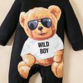 Baby Boy Bear Print Black Long-sleeve Jumpsuit Black-2 image 4