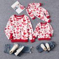 Valentine's Day Mommy and Me Allover Red Heart Print Long-sleeve Sweatshirts Red image 1