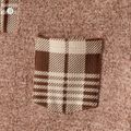 Family Matching Knitted Spliced Plaid Dresses and Short-sleeve Button Front Polo Shirts Sets Brown image 4