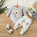 2pcs Baby Boy/Girl 95% Cotton Long-sleeve Koala Graphic Romper and Pants Set Lightgrey image 1
