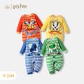 Harry Potter Baby Boy/Girl Stars Print Long-sleeve Spliced Graphic Striped Jumpsuit LightYellow image 2