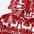 Christmas Family Matching Allover Deer Print 3D Antler Hooded Long-sleeve Red Thickened Polar Fleece Zipper Onesies Pajamas (Flame Resistant) Burgundy image 5