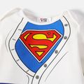 Superman 2pcs Baby Boy Graphic Print Long-sleeve Spliced Jumpsuit with Hat Set Navy image 3