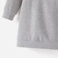 Mommy and Me Letter Print Colorblock Fleece Lined Hoodie Dresses ColorBlock image 4