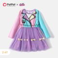 L.O.L. SURPRISE! Toddler Girl Bowknot Design Mesh Splice Colorblock Long-sleeve Dress ColorBlock image 1