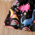 Toddler Girl Faux-two Dinosaur Print Bowknot Design Long-sleeve Dress Black image 5