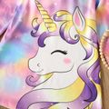 Toddler Girl Tie Dyed Unicorn Print Long-sleeve Dress Multi-color image 3