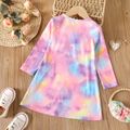 Toddler Girl Tie Dyed Unicorn Print Long-sleeve Dress Multi-color image 2