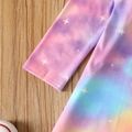 Toddler Girl Tie Dyed Unicorn Print Long-sleeve Dress Multi-color image 5