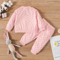 2pcs Baby Girl Rabbit Design Polka Dot Print Pink Long-sleeve Sweatshirt and Sweatpants Set Pink image 2