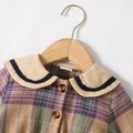 Toddler Girl Classic Lapel Collar Button Design Plaid Cotton Dress Multi-color image 3