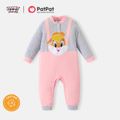 Looney Tunes Baby Boy/Girl 95% Cotton Long-sleeve Faux-two Animal Embroidered Jumpsuit Light Pink image 1