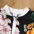 2pcs Toddler Girl Sweet Floral Print Jacket and Pants Set Black image 5