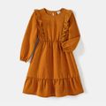 Family Matching Solid Swiss Dot Long-sleeve Ruffle Hem Dresses and Colorblock Striped Sweatshirts Sets Ginger image 5