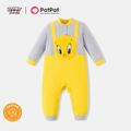 Looney Tunes Baby Boy/Girl 95% Cotton Long-sleeve Faux-two Animal Embroidered Jumpsuit Pale Yellow image 1
