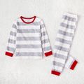 Christmas Family Matching Grey Striped Long-sleeve Naia Pajamas Sets (Flame Resistant) MiddleAsh image 3