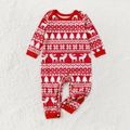 Christmas Family Matching Allover Red Print Long-sleeve Pajamas Sets (Flame Resistant) Red-2 image 5