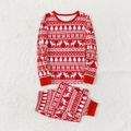Christmas Family Matching Allover Red Print Long-sleeve Pajamas Sets (Flame Resistant) Red-2 image 3