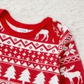 Christmas Family Matching Allover Red Print Long-sleeve Pajamas Sets (Flame Resistant) Red-2 image 4