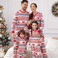Christmas Family Matching Allover Print Red Long-sleeve Pajamas Sets (Flame Resistant) Multi-color image 2