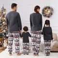 Christmas Family Matching Letter Print Dark Grey Long-sleeve Thickened Polar Fleece Pajamas Sets (Flame Resistant) Dark Grey image 4