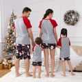 Christmas Santa and Letter Print Family Matching Short-sleeve Pajamas Sets (Flame Resistant) Color block image 2