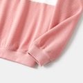 Mommy and Me Heart & Letter Embroidered Colorblock Waffle Textured Long-sleeve Sweatshirts Pink image 5
