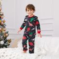 Christmas Family Matching Allover Dinosaur Print Black Long-sleeve Pajamas Sets (Flame Resistant) ColorBlock image 5