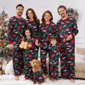 Christmas Family Matching Allover Dinosaur Print Black Long-sleeve Pajamas Sets (Flame Resistant) ColorBlock image 3