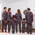 Christmas Family Matching Allover Dinosaur Print Black Long-sleeve Pajamas Sets (Flame Resistant) ColorBlock image 4