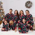 Christmas Family Matching Allover Dinosaur Print Black Long-sleeve Pajamas Sets (Flame Resistant) ColorBlock image 1