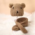 2-pack Baby Cartoon Bear Fuzzy Beanie Hat & Scarf Set Coffee image 2