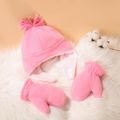 2-pack Baby Fleece Lined Thermal Hat & Mittens Gloves Set Pink image 4