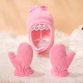 2-pack Baby Fleece Lined Thermal Hat & Mittens Gloves Set Pink image 3