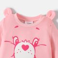 Care Bears Baby Boy/Girl Bear Print 3D Ears Design Long-sleeve Jumpsuit Pink image 4