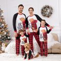Christmas Family Matching Bear & Letter Print Raglan-sleeve Red Plaid Pajamas Sets (Flame Resistant) redblack image 4